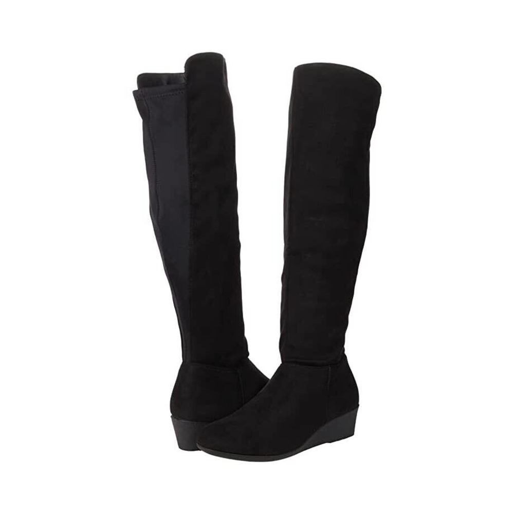 CL By Laundry Women's Light On Wedge Heel Knee High Boots Black Size 6
